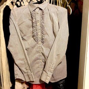 Banana Republic buttondown long sleeve ruffles sz0